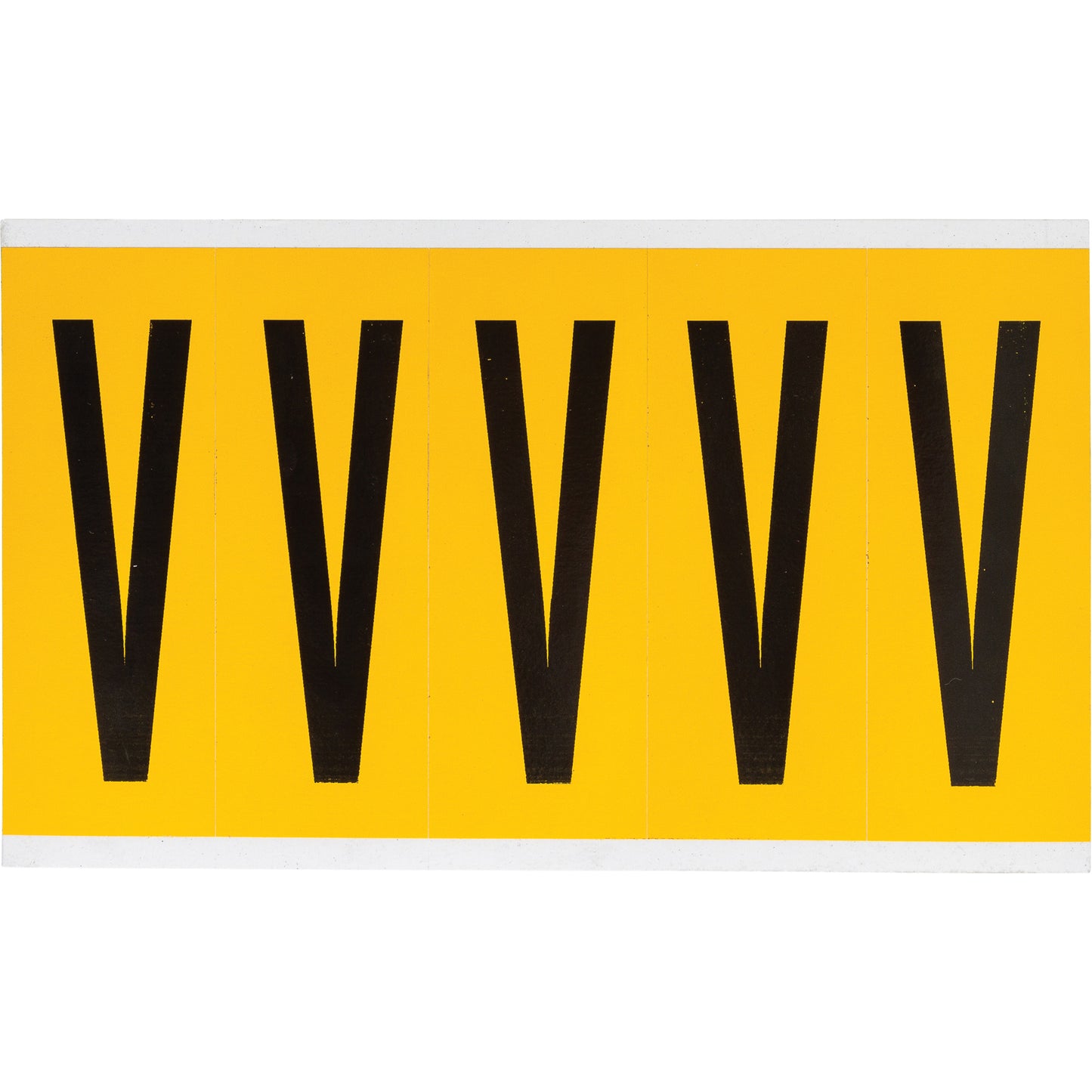 Brady Individual Number & Letter Labels, V, 4" H, Black on Yellow