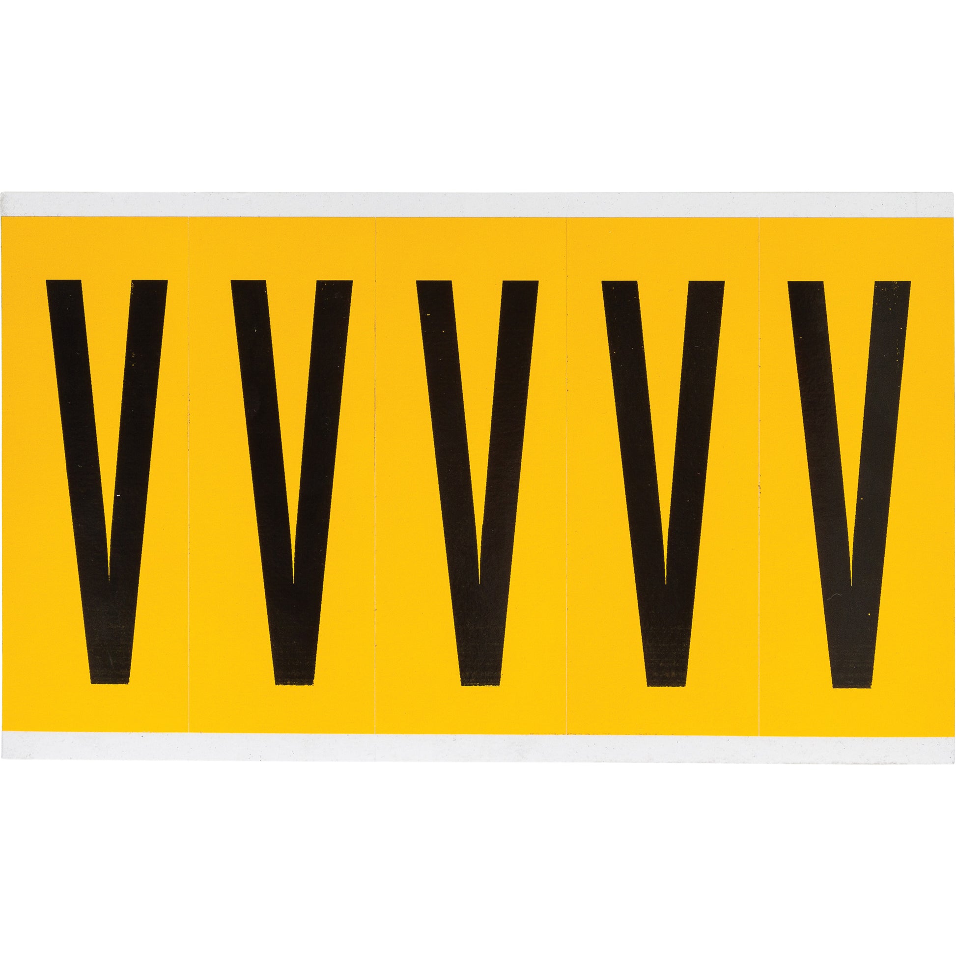 Brady Individual Number & Letter Labels, V, 4" H, Black on Yellow