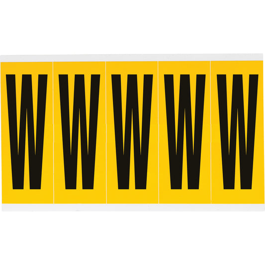Brady Individual Number & Letter Labels, W, 4" H, Black on Yellow