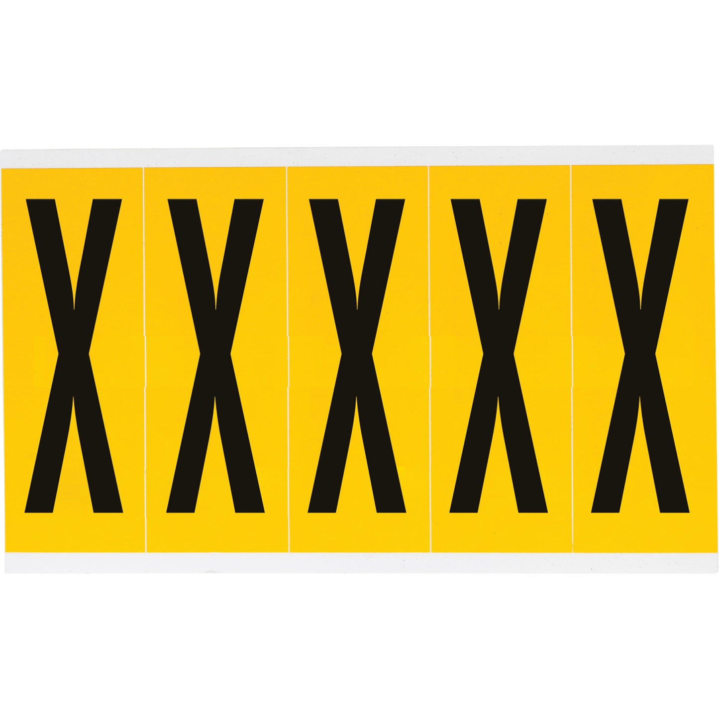 Brady Individual Number & Letter Labels, X, 4" H, Black on Yellow