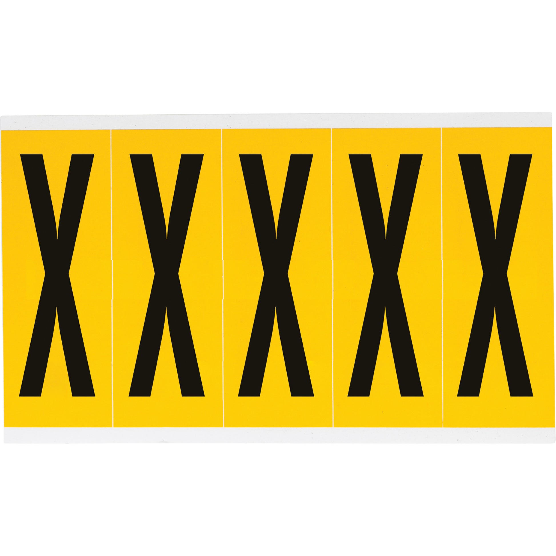 Brady Individual Number & Letter Labels, X, 4" H, Black on Yellow