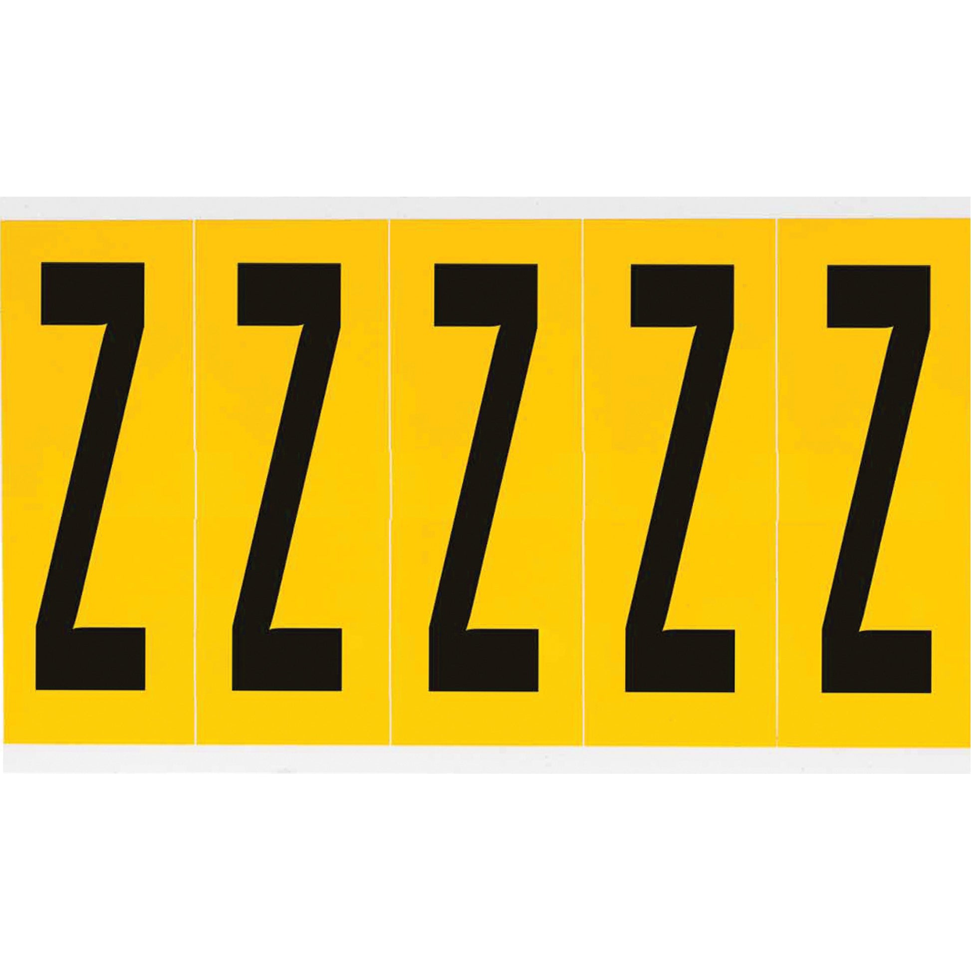 Brady Individual Number & Letter Labels, Z, 4" H, Black on Yellow
