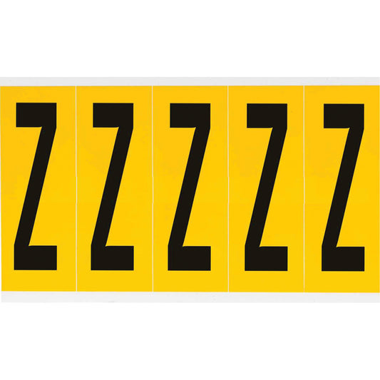 Brady Individual Number & Letter Labels, Z, 4" H, Black on Yellow