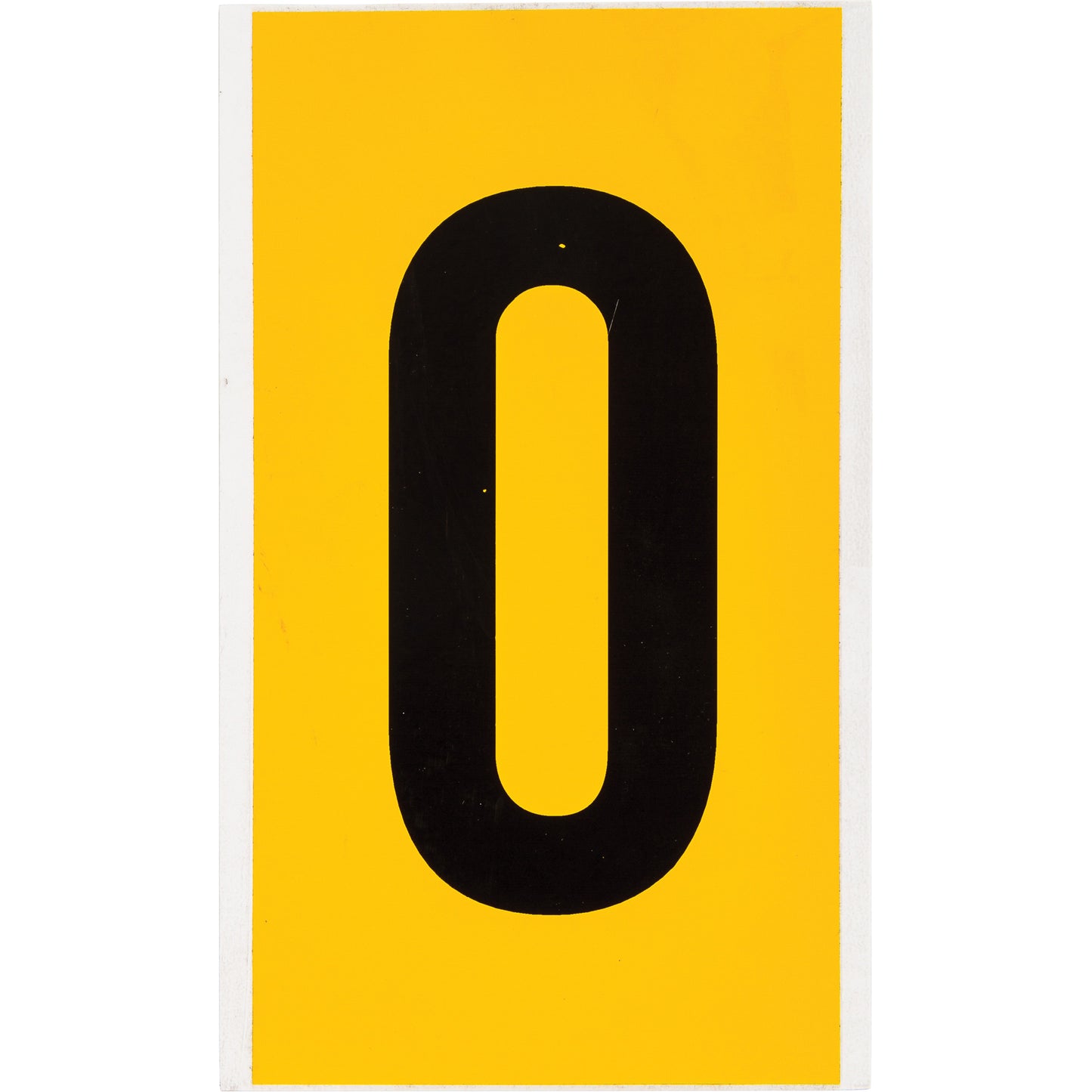 Brady Individual Number and Letter Labels, 0, 6" H, Black on Yellow
