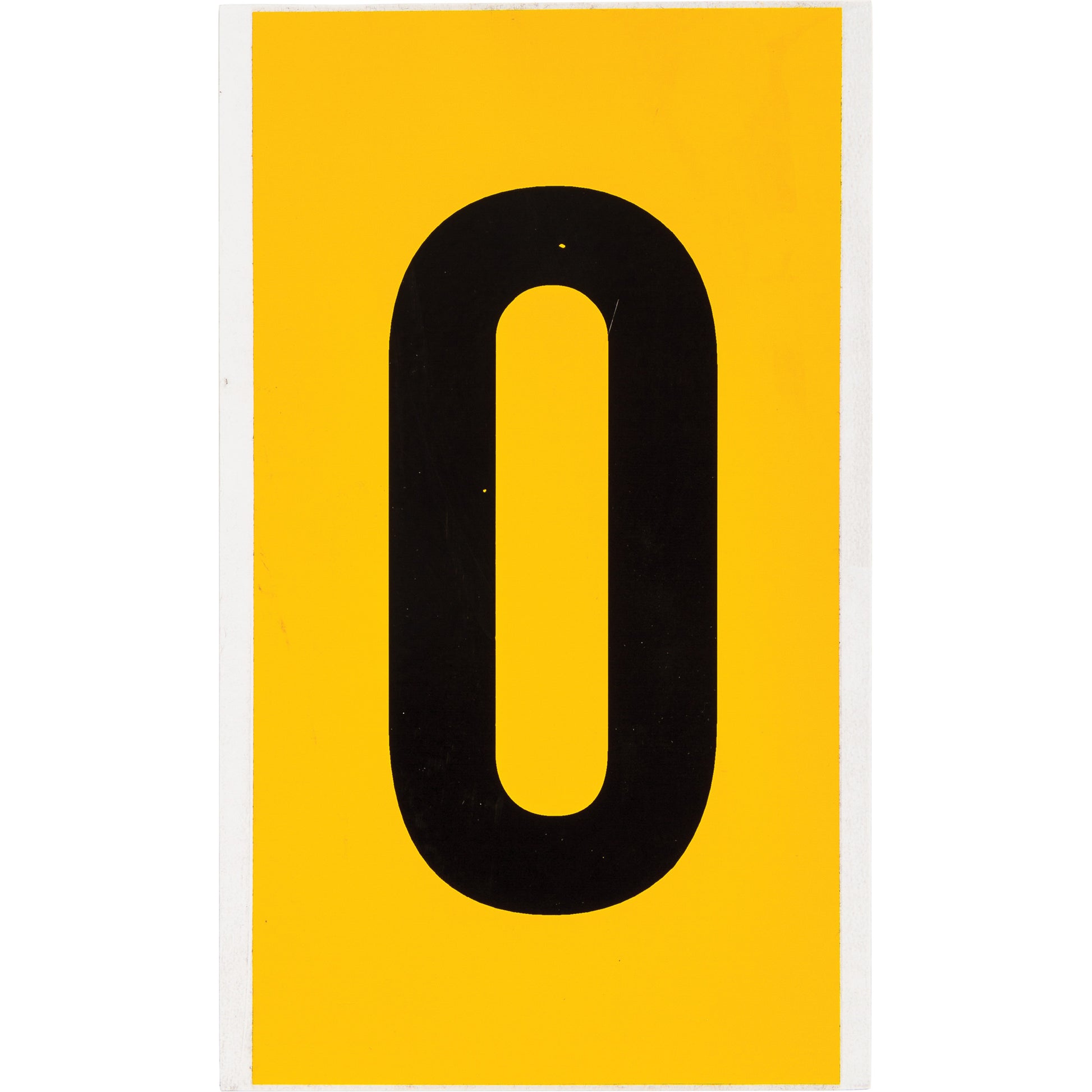 Brady Individual Number and Letter Labels, 0, 6" H, Black on Yellow