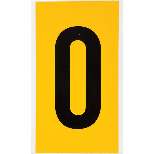 Brady Individual Number and Letter Labels, 0, 6" H, Black on Yellow