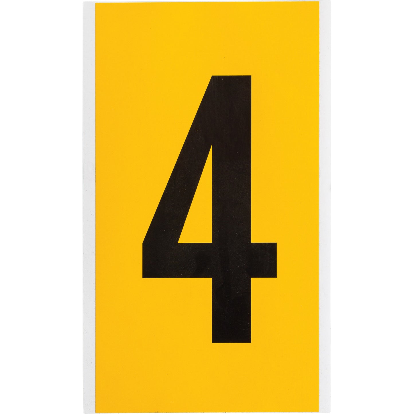 Brady Individual Number and Letter Label, 4, 6" H, Black on Yellow