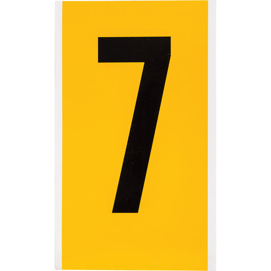 Brady Individual Number and Letter Label, 7, 6" H, Black on Yellow