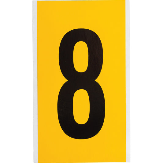 Brady Individual Number and Letter Labels, 8, 6" H, Black on Yellow