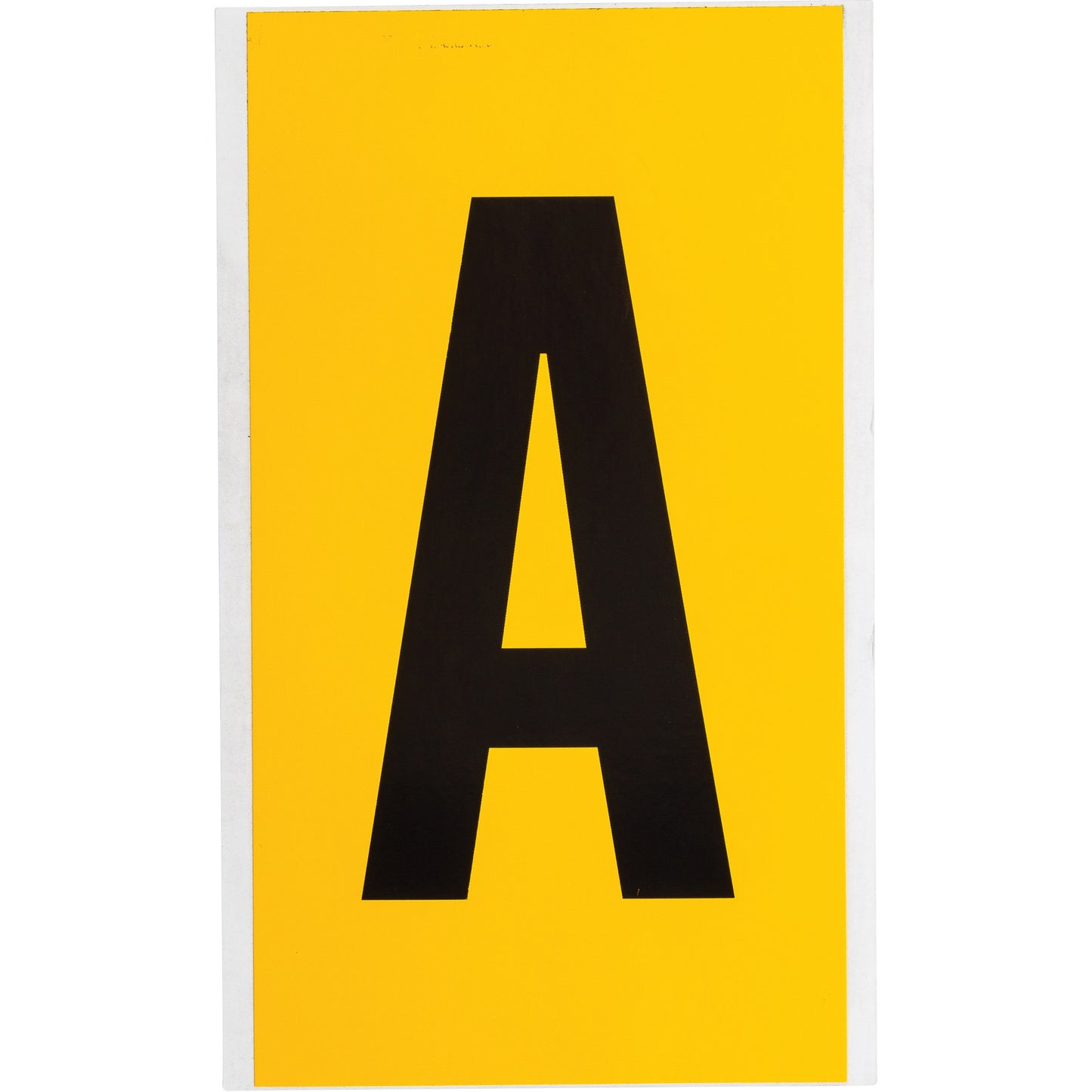 Brady Individual Number and Letter Label, A, 6" H, Black on Yellow