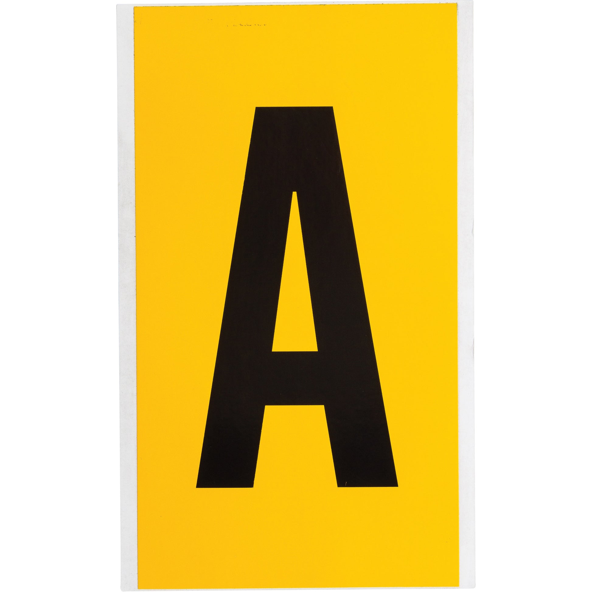 Brady Individual Number and Letter Label, A, 6" H, Black on Yellow