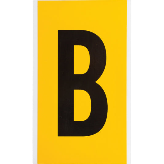 Brady Individual Number and Letter Labels, B, 6" H, Black on Yellow