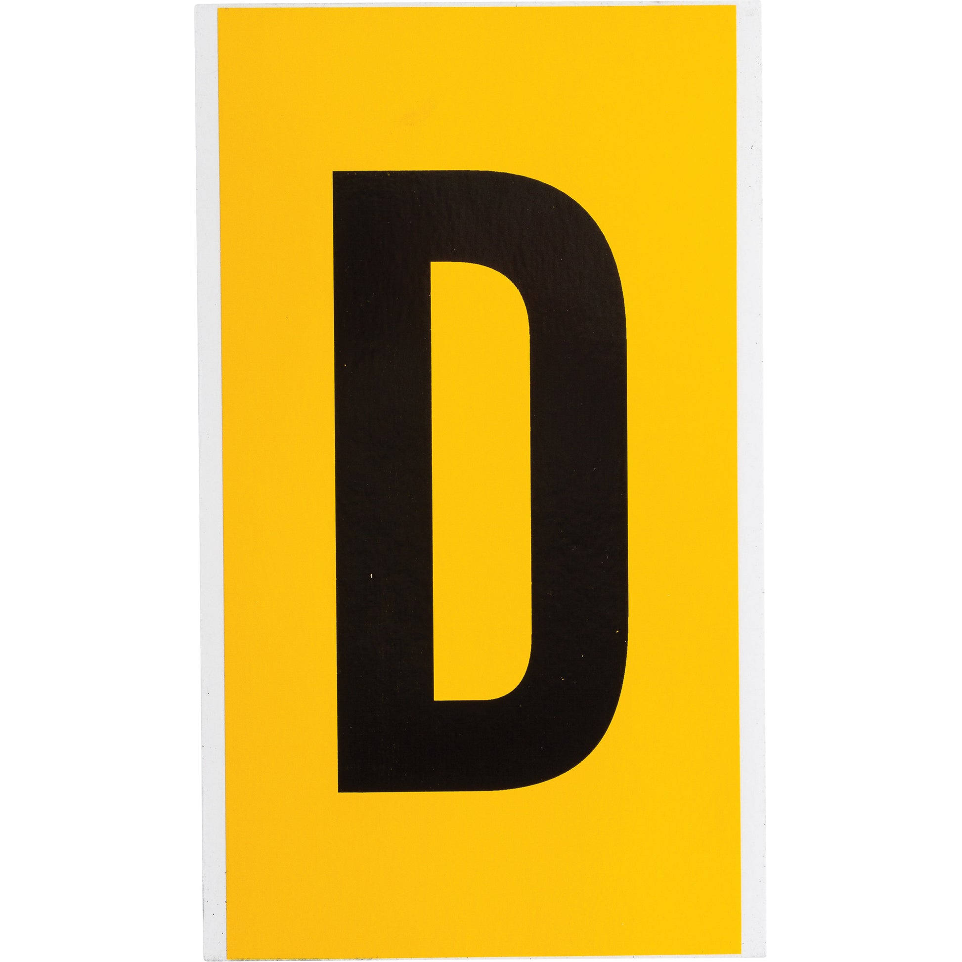 Brady Individual Number and Letter Label, D, 6" H, Black on Yellow