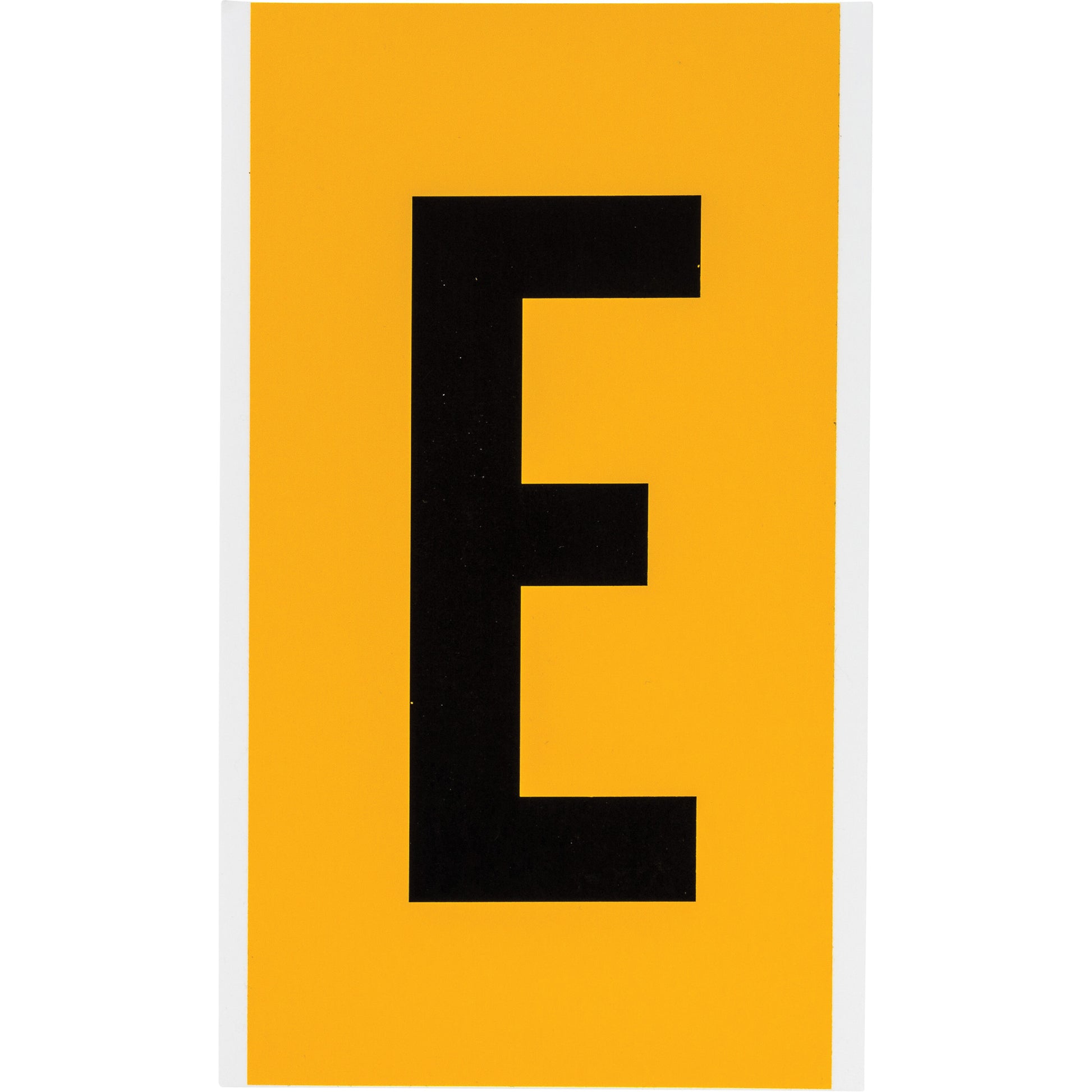 Brady Individual Number and Letter Label, E, 6" H, Black on Yellow