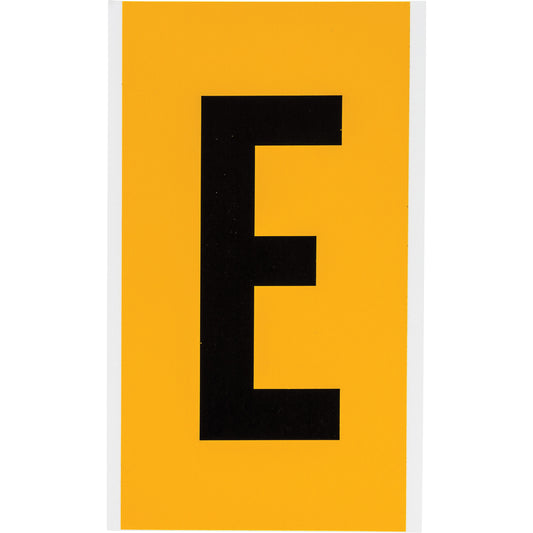 Brady Individual Number and Letter Label, E, 6" H, Black on Yellow