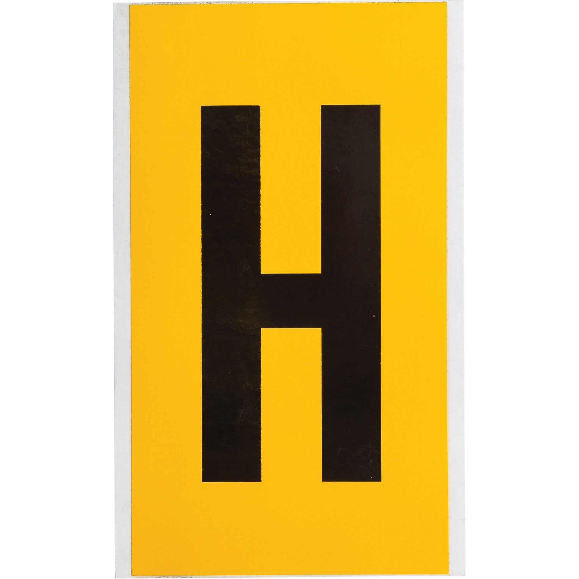 Brady Individual Number and Letter Label, H, 6" H, Black on Yellow