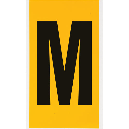 Brady Individual Number & Letter Labels, M, 6" H, Black on Yellow
