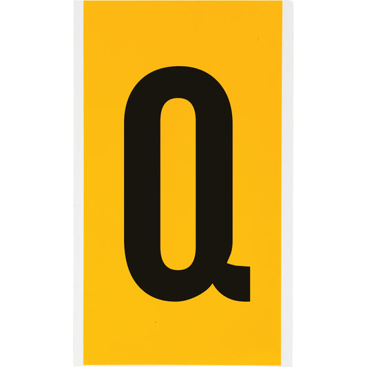 Brady Individual Number & Letter Labels, Q, 6" H, Black on Yellow
