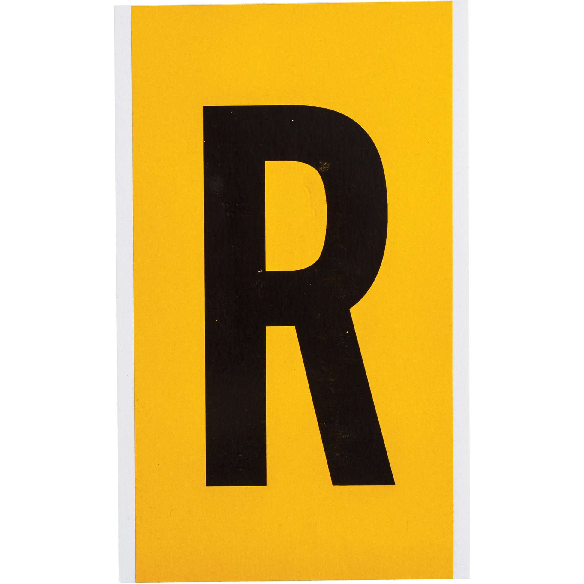 Brady Individual Number & Letter Label, R, 6" H, Black on Yellow