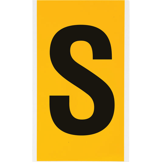 Brady Individual Number & Letter Label, S, 6" H, Black on Yellow