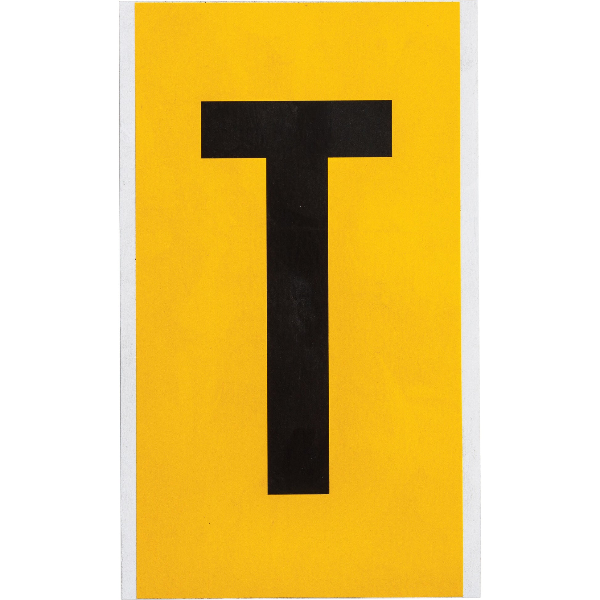 Brady Individual Number & Letter Label, T, 6" H, Black on Yellow