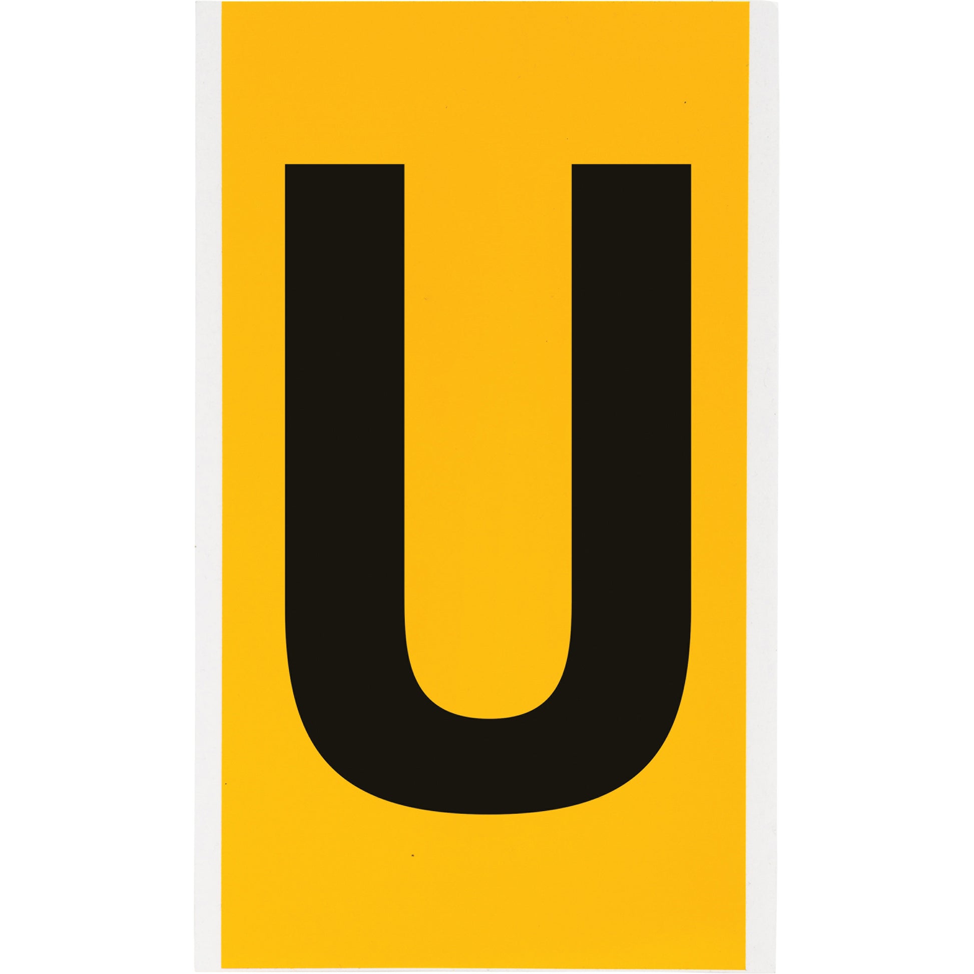 Brady Individual Number & Letter Labels, U, 6" H, Black on Yellow