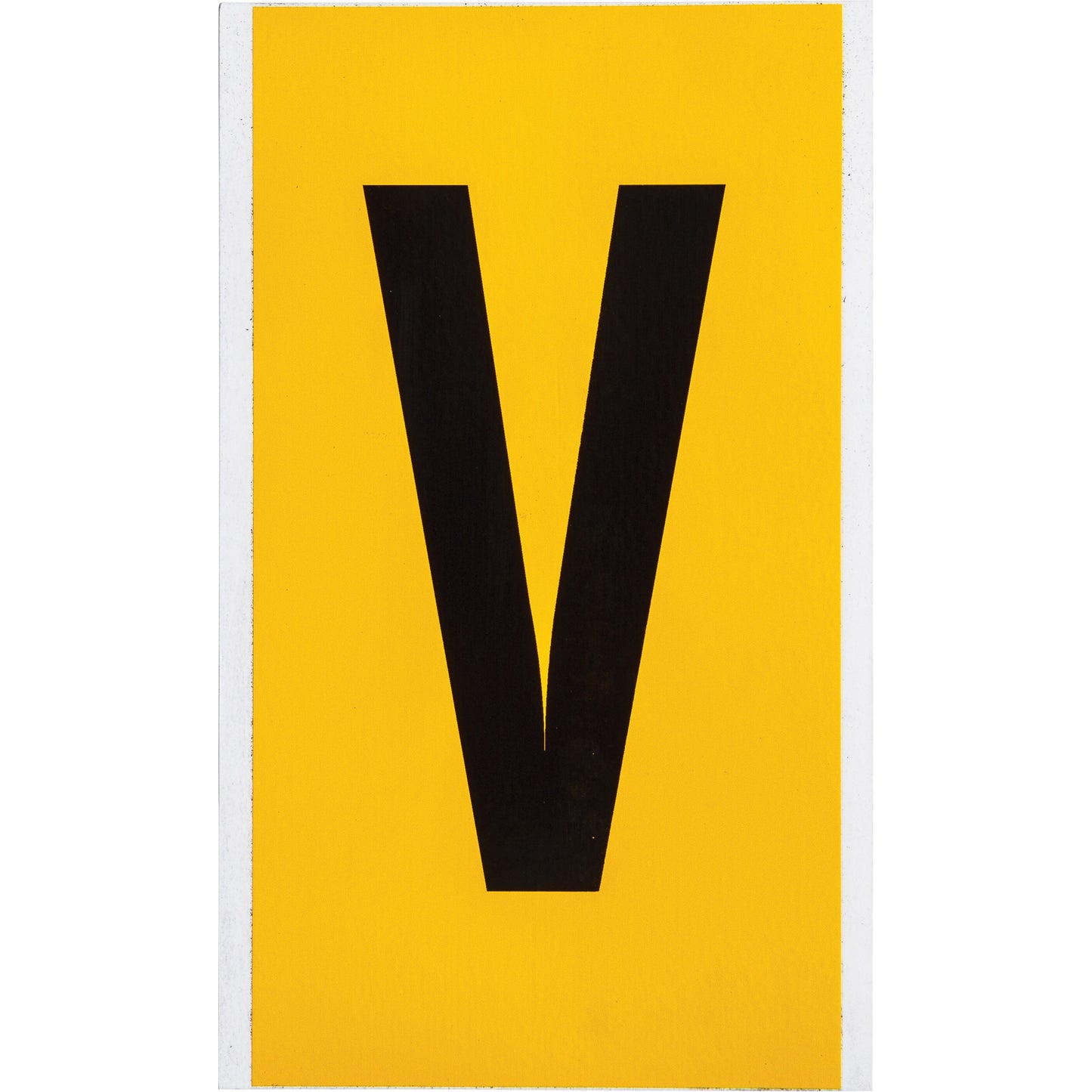 Brady Individual Number & Letter Label, V, 6" H, Black on Yellow