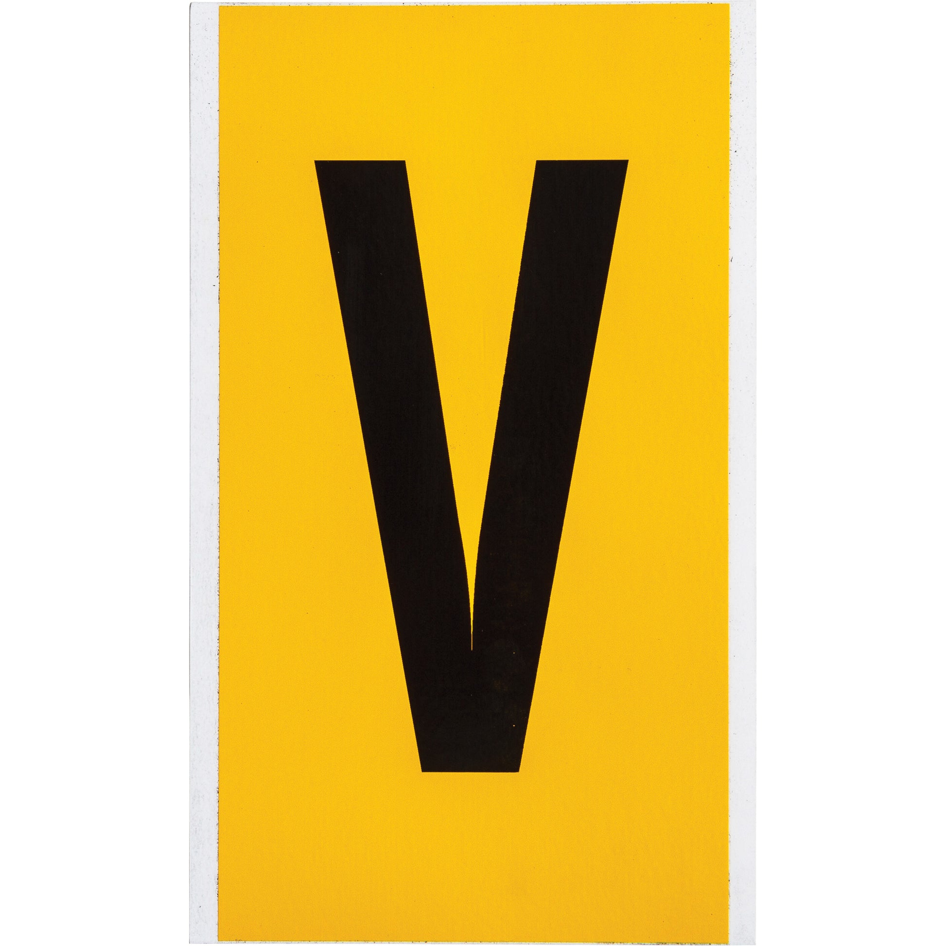 Brady Individual Number & Letter Label, V, 6" H, Black on Yellow