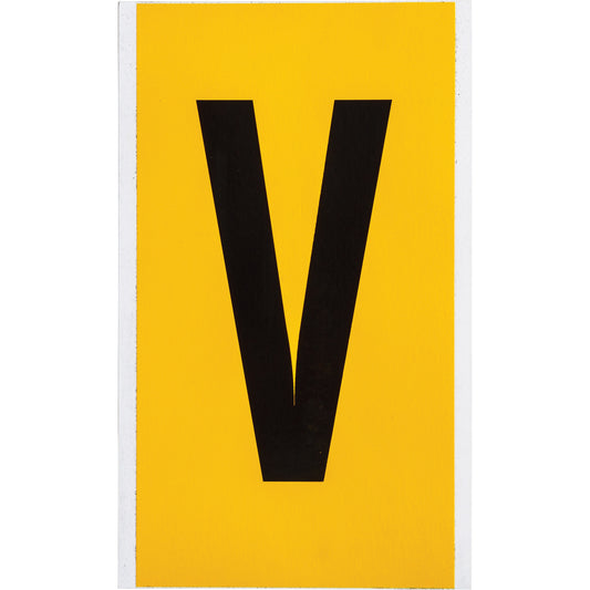 Brady Individual Number & Letter Label, V, 6" H, Black on Yellow