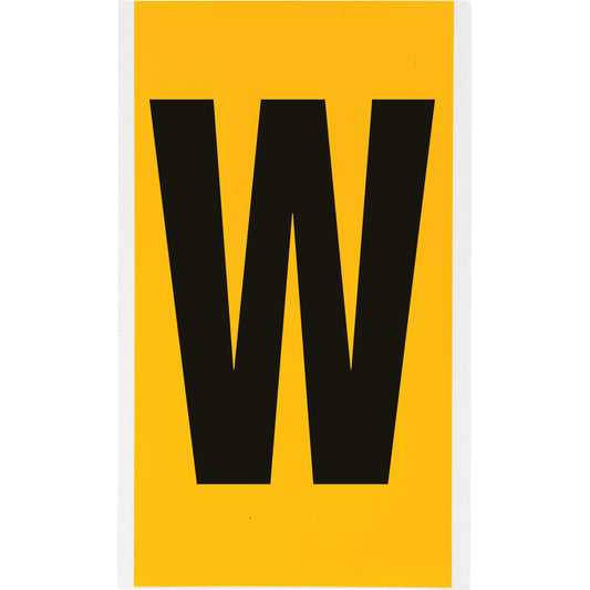 Brady Individual Number & Letter Labels, W, 6" H, Black on Yellow
