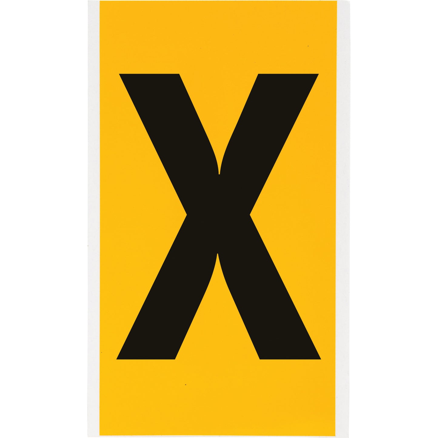 Brady Individual Number & Letter Labels, X, 6" H, Black on Yellow
