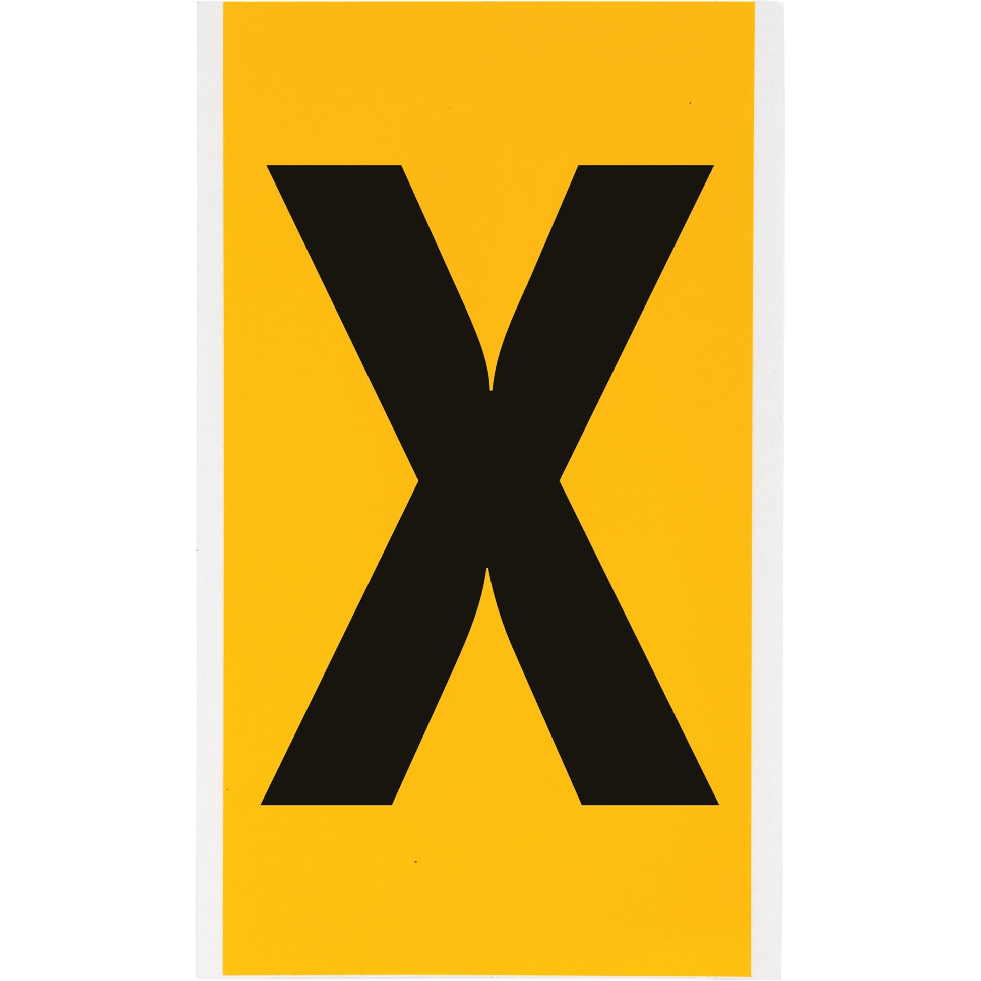 Brady Individual Number & Letter Labels, X, 6" H, Black on Yellow