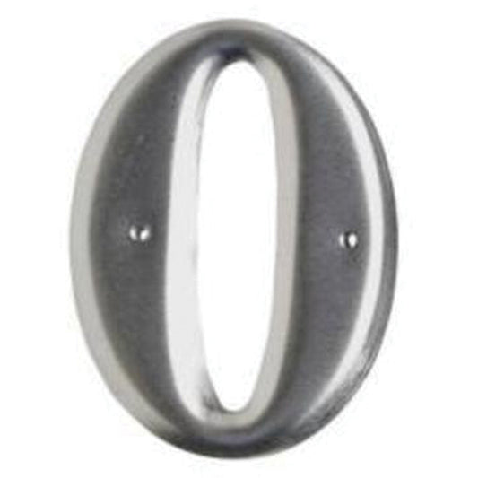 Brady Aluminum Embossed Number and Letter Labels, 0, 3" H, Silver