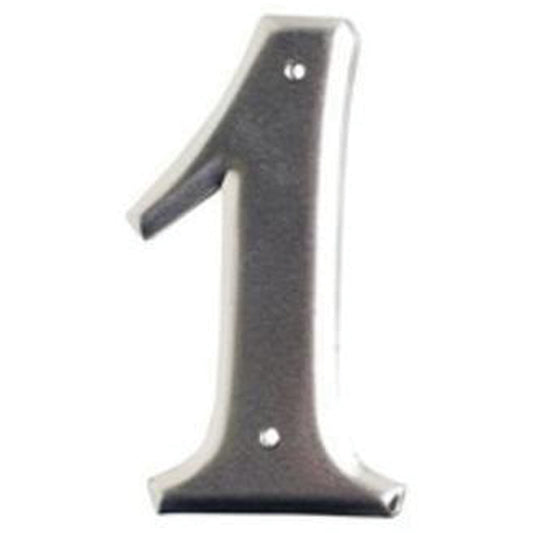 Brady Aluminum Embossed Number and Letter Labels, 1, 3" H, Silver