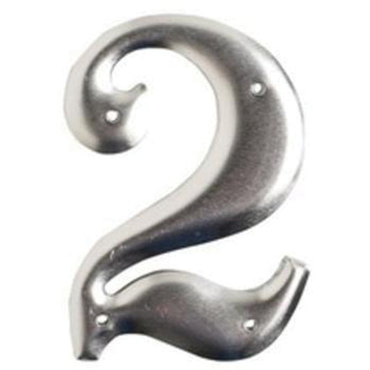 Brady Aluminum Embossed Number and Letter Labels, 2, 3" H, Silver