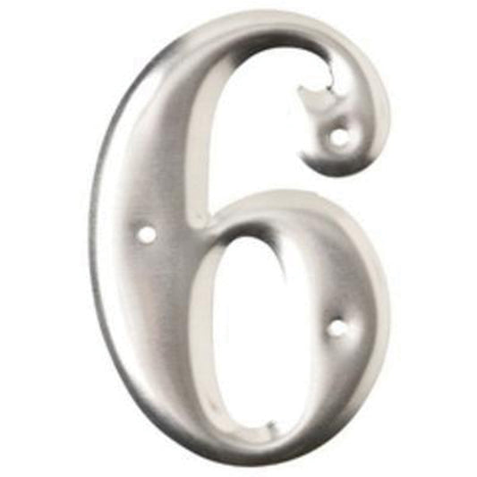 Brady Aluminum Embossed Number and Letter Labels, 6, 3" H, Silver