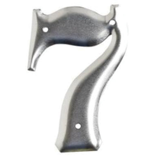 Brady Aluminum Embossed Number and Letter Labels, 7, 3" H, Silver