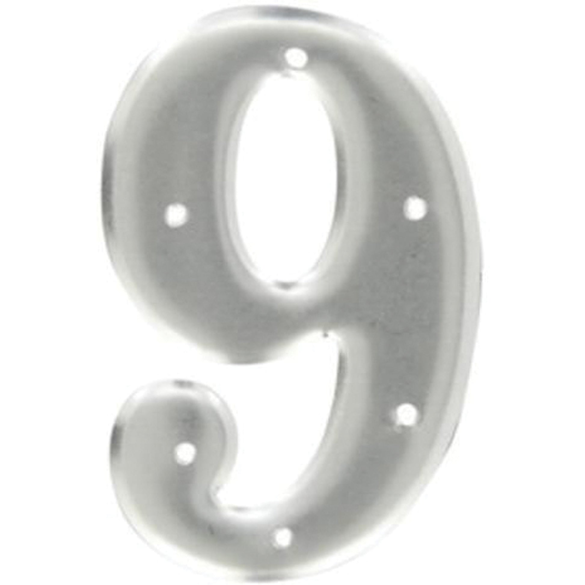 Brady Aluminum Embossed Number and Letter Labels, 9, 3" H, Silver