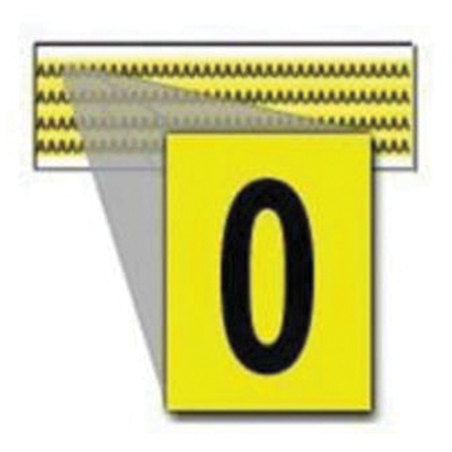 Brady Repositionable Individual Number and Letter Labels, 0, 1/4" H, Black on Yellow
