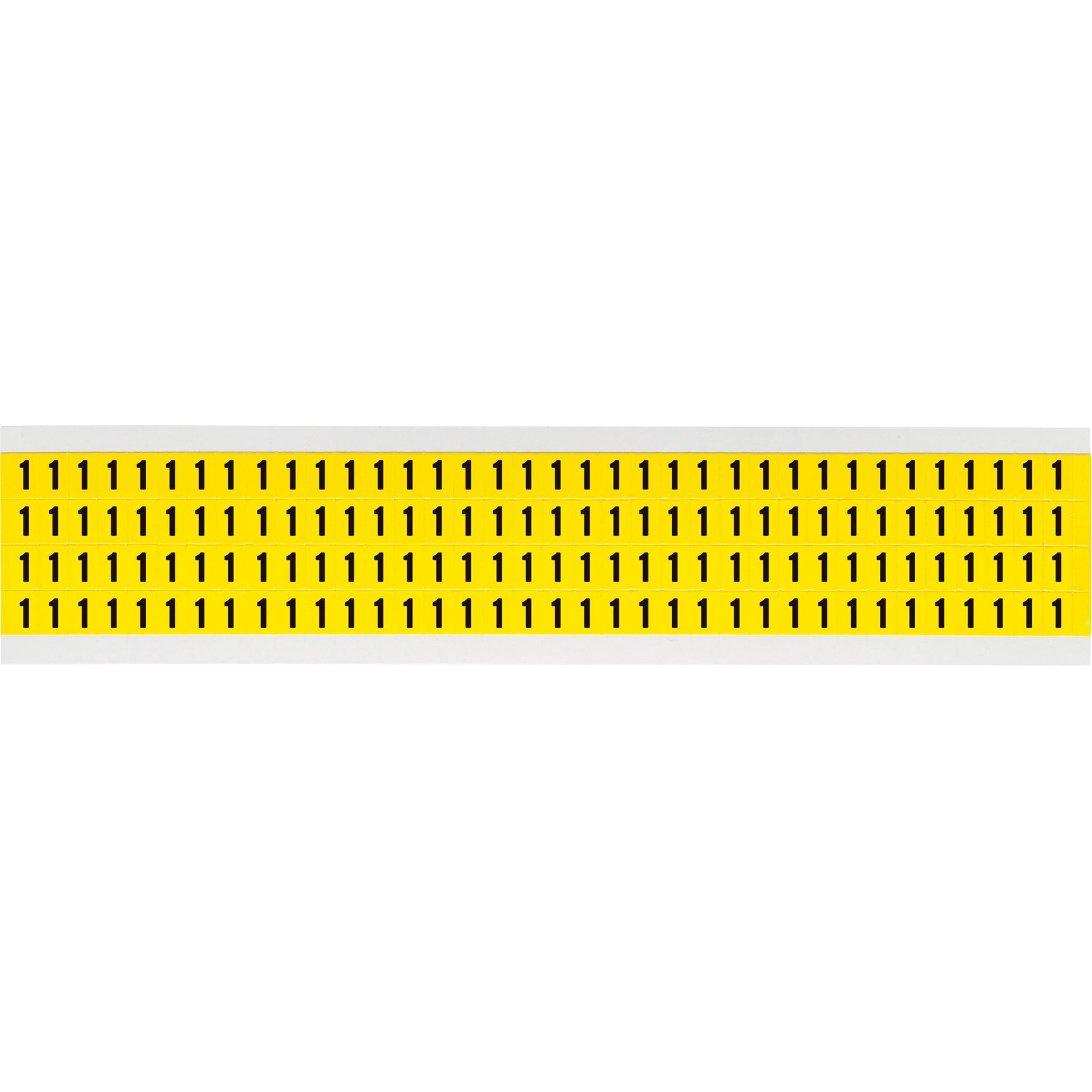 Brady Repositionable Individual Number and Letter Labels, 1, 1/4" H, Black on Yellow