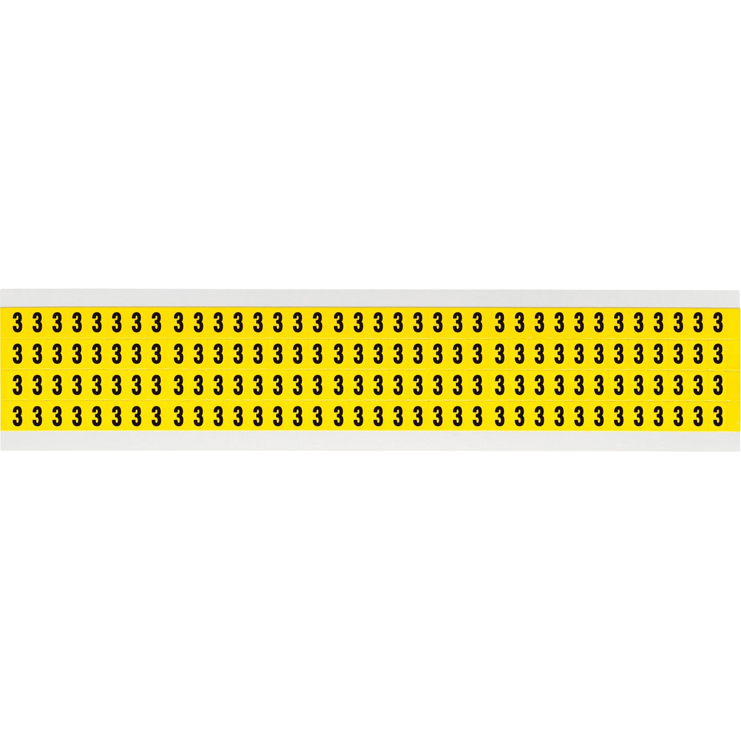 Brady Repositionable Individual Number and Letter Labels, 3, 1/4" H, Black on Yellow