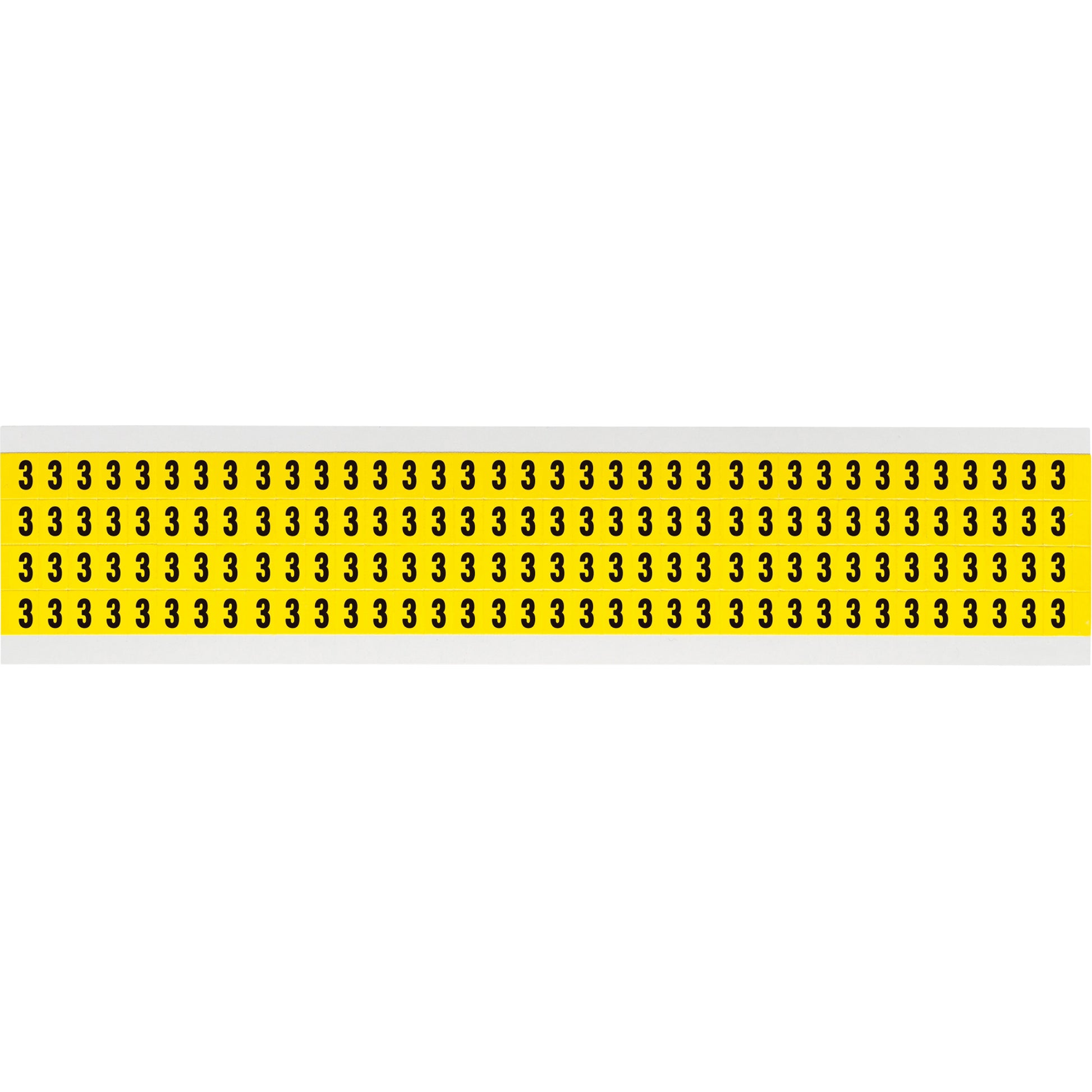 Brady Repositionable Individual Number and Letter Labels, 3, 1/4" H, Black on Yellow