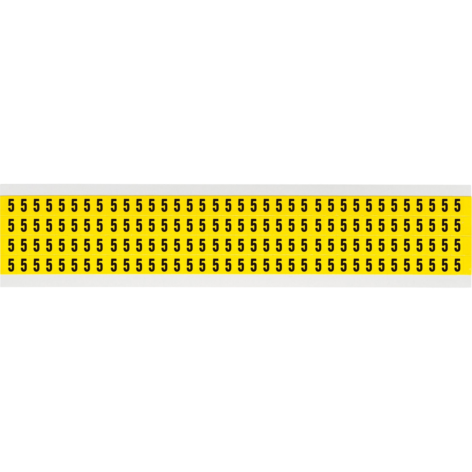 Brady Repositionable Individual Number and Letter Labels, 5, 1/4" H, Black on Yellow