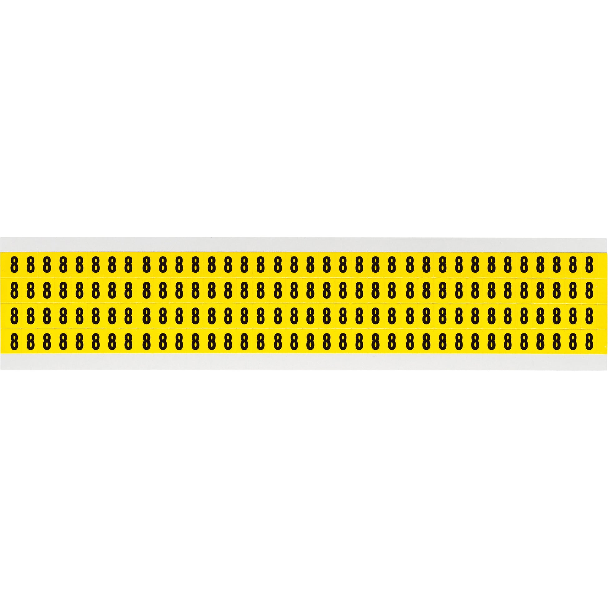 Brady Repositionable Individual Number and Letter Labels, 8, 1/4" H, Black on Yellow