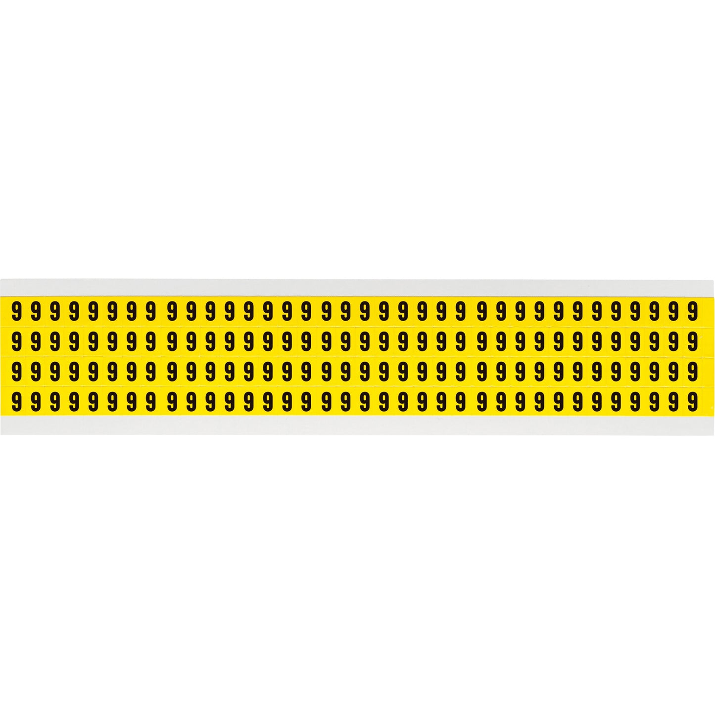 Brady Repositionable Individual Number and Letter Labels, 9, 1/4" H, Black on Yellow