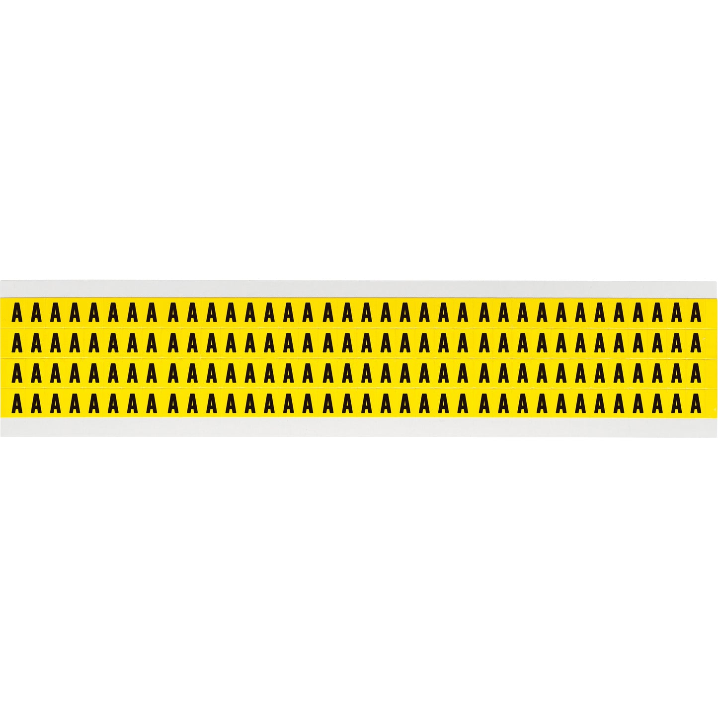 Brady Repositionable Individual Number and Letter Labels, A, 1/4" H, Black on Yellow