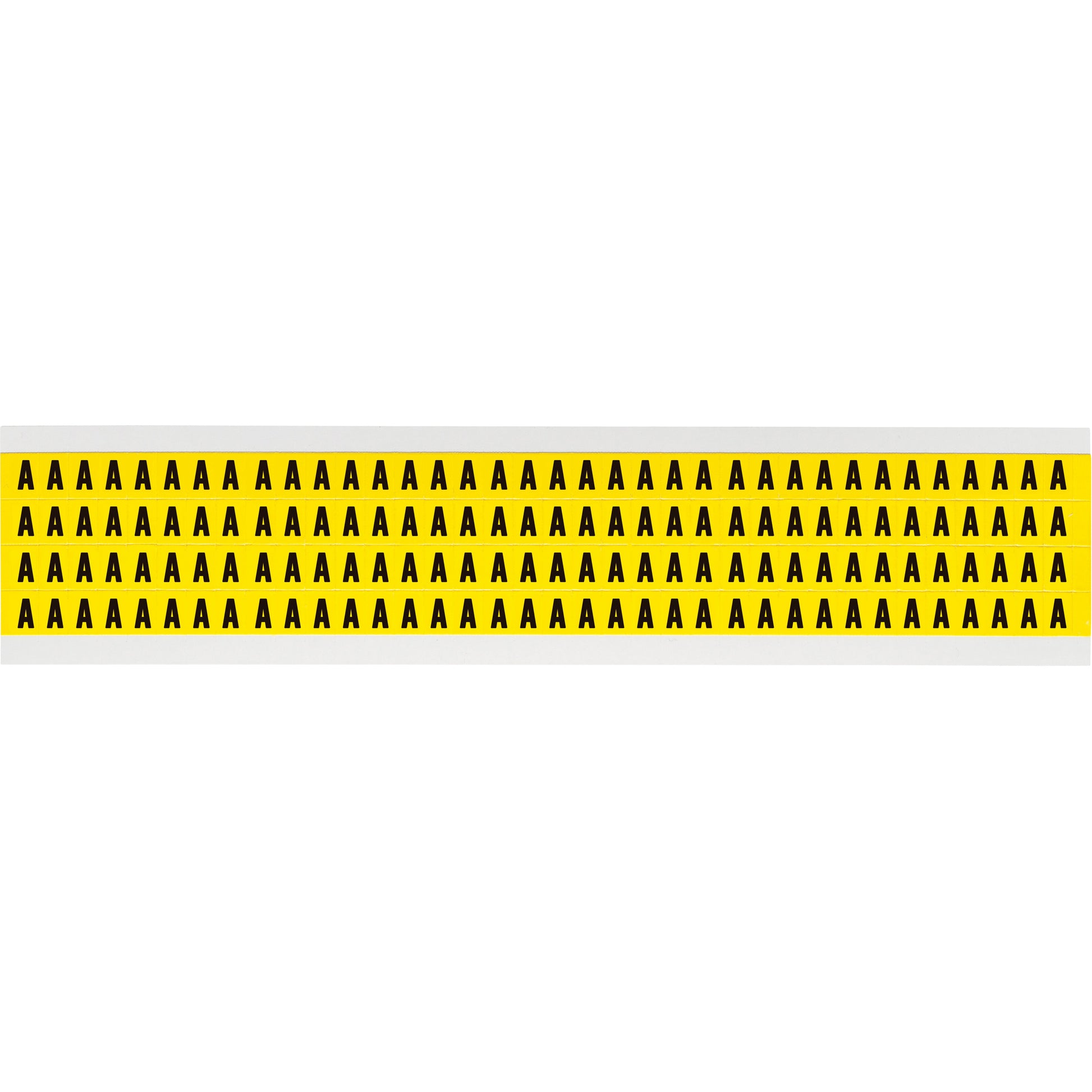 Brady Repositionable Individual Number and Letter Labels, A, 1/4" H, Black on Yellow
