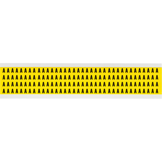 Brady Repositionable Individual Number and Letter Labels, A, 1/4" H, Black on Yellow