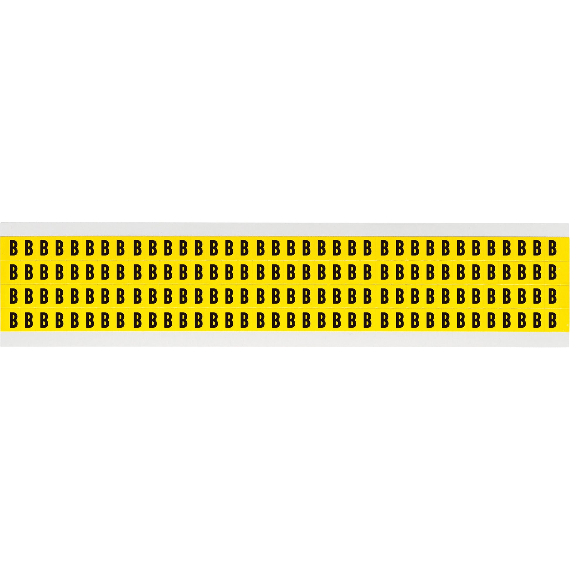 Brady Repositionable Individual Number and Letter Labels, B, 1/4" H, Black on Yellow