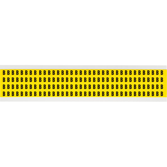 Brady Repositionable Individual Number and Letter Labels, B, 1/4" H, Black on Yellow